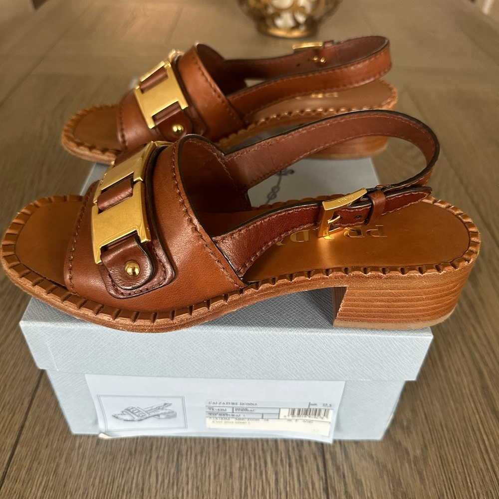 Prada Calzature Donna-Cognac Sandal 7.5 NWB